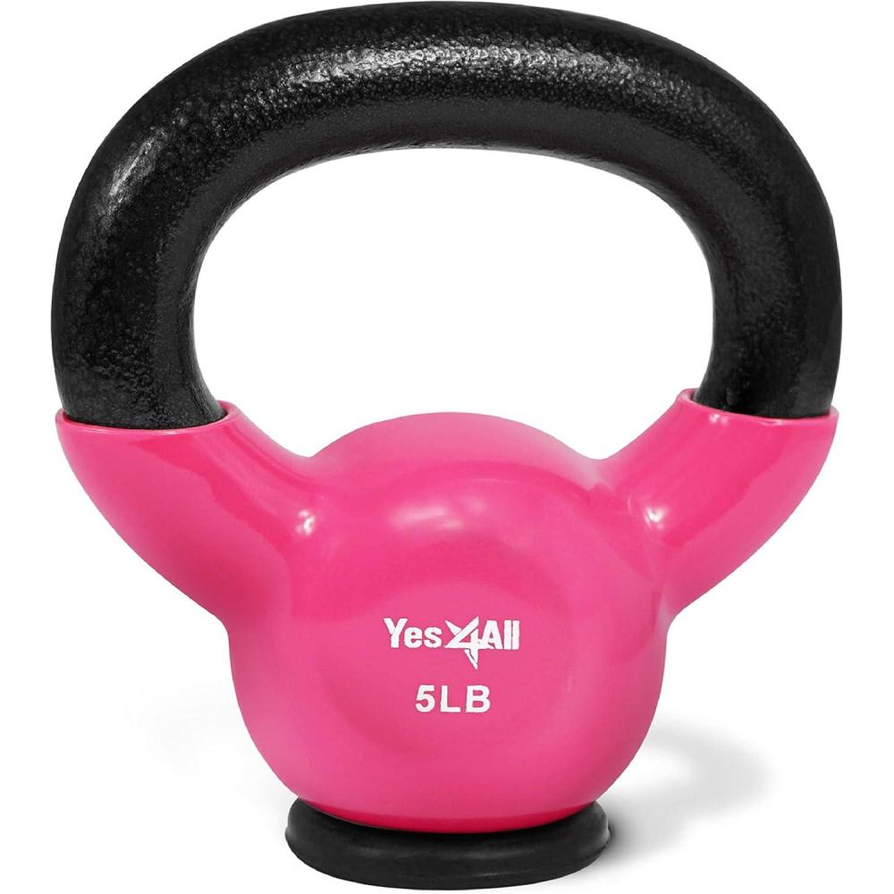 image:imageYes4All Kettlebells Rubber Base Kettlebell Set for Women Strength Training Kettlebells Weights 1065 lbsA 5LB Pink