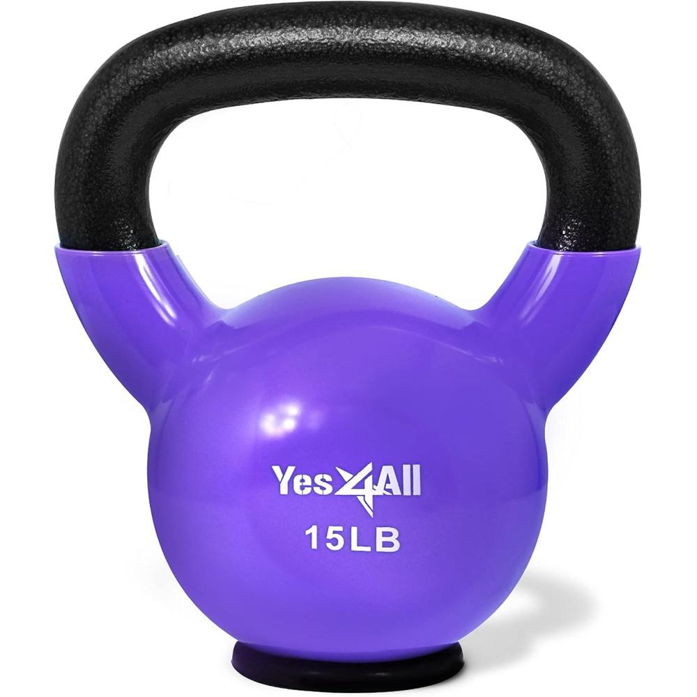 image:imageYes4All Kettlebells Rubber Base Kettlebell Set for Women Strength Training Kettlebells Weights 1065 lbsD 15LB Violet