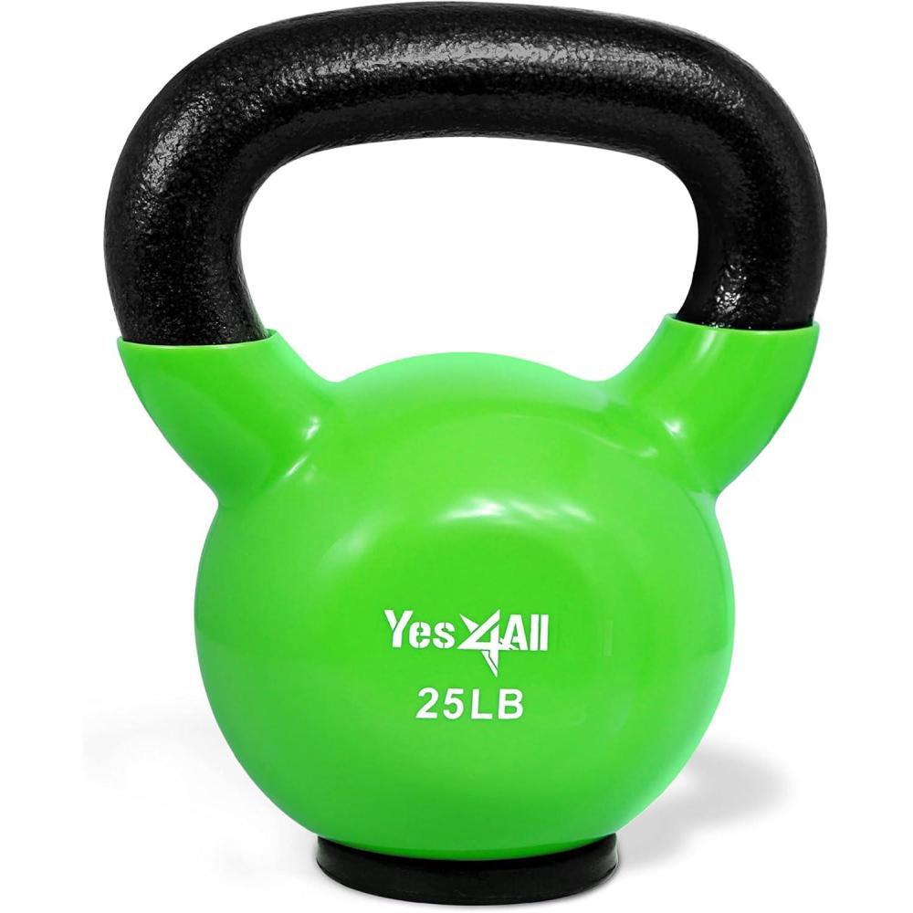 image:imageYes4All Kettlebells Rubber Base Kettlebell Set for Women Strength Training Kettlebells Weights 1065 lbsF 25LB Green