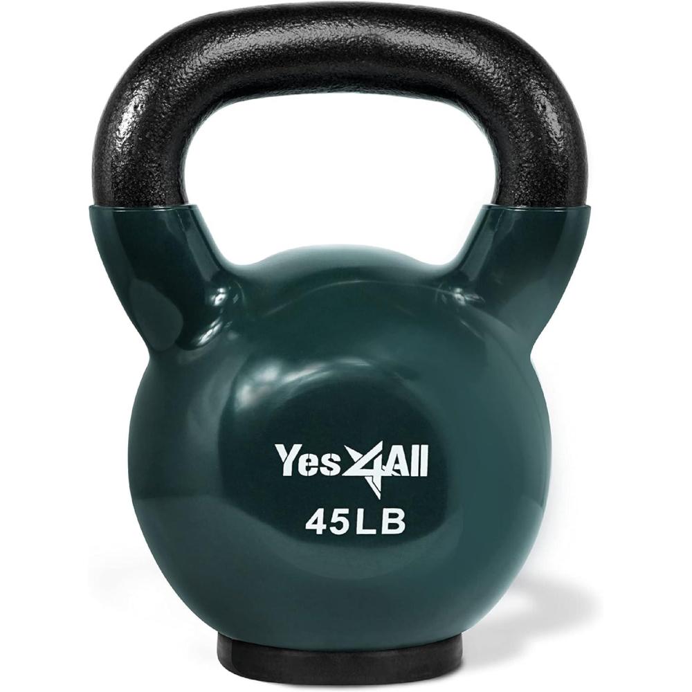 image:imageYes4All Kettlebells Rubber Base Kettlebell Set for Women Strength Training Kettlebells Weights 1065 lbsK 45LB Midnight Green