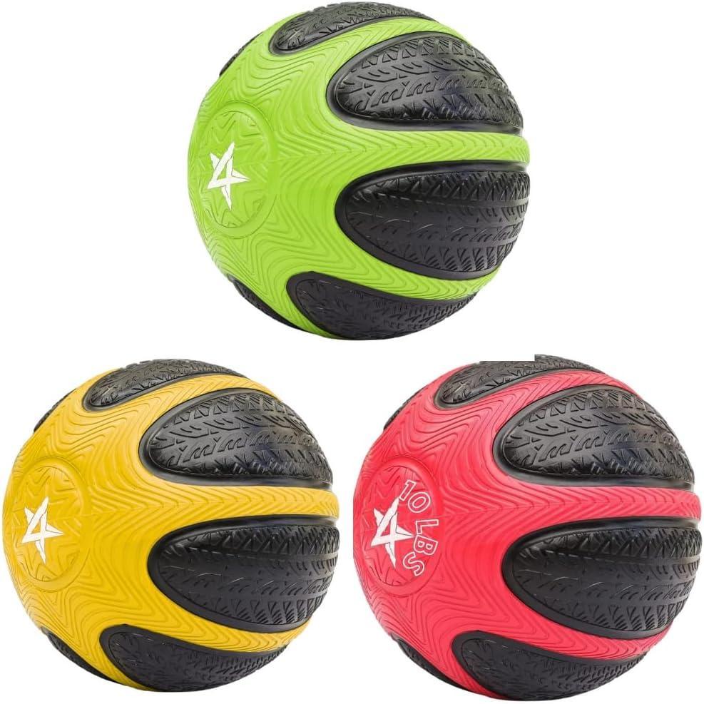 image:imageYes4All Medicine Ball with Dual Texture Grip Weighted Medicine Ball for Workouts Exercise Balance Training Core Strength Balance and Coordination Exercise NonSlip Rubber Shell with 681012LBSE Combo Medicine Ball Grip Multicolor