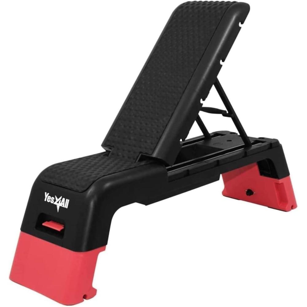 image:imageYes4All Multifunctional Aerobic Deck Versatile Fitness Station Weight Bench Aerobic Stepper Plyometrics Box for Cardio Workouts and Strength TrainingBRedBlack