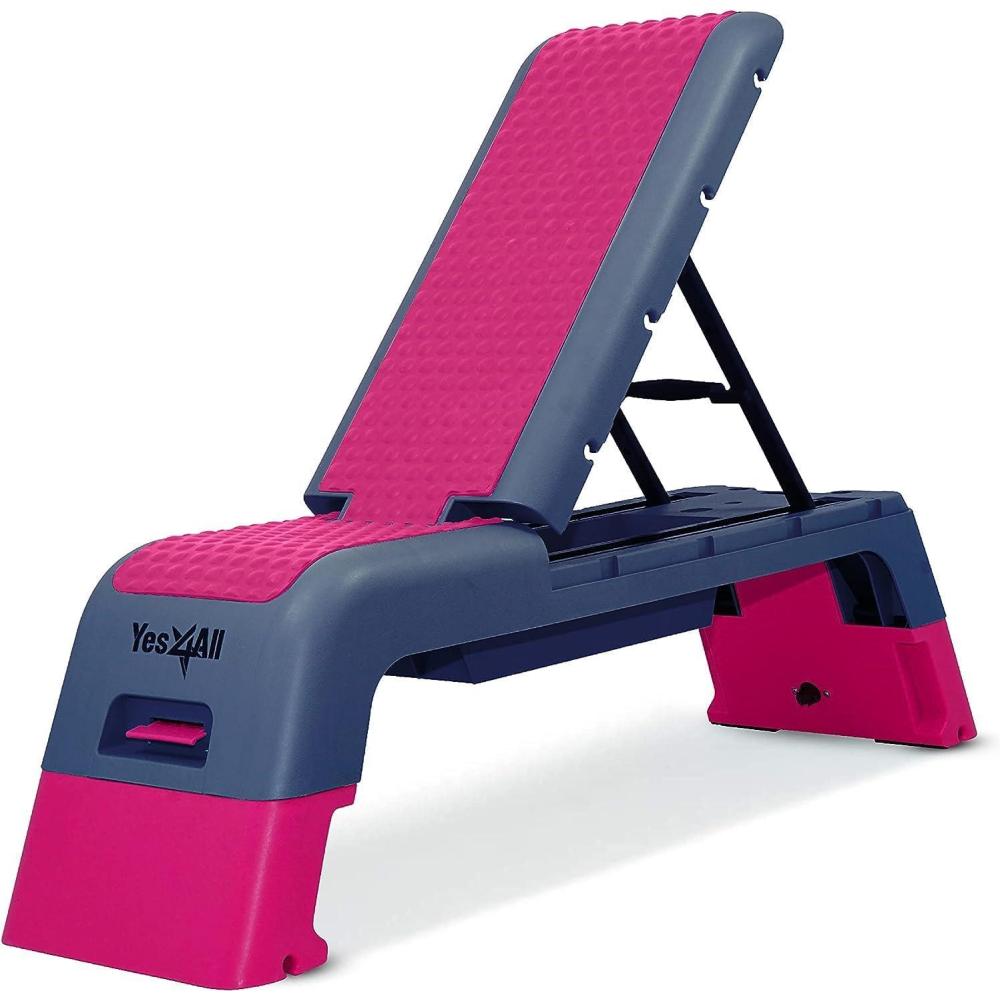 image:imageYes4All Multifunctional Aerobic Deck Versatile Fitness Station Weight Bench Aerobic Stepper Plyometrics Box for Cardio Workouts and Strength TrainingD Hot PinkNavy Blue