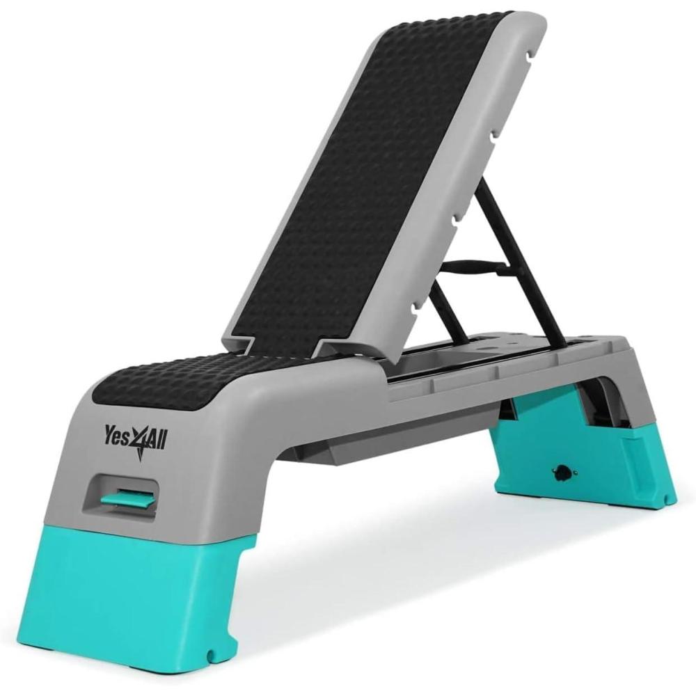 image:imageYes4All Multifunctional Aerobic Deck Versatile Fitness Station Weight Bench Aerobic Stepper Plyometrics Box for Cardio Workouts and Strength TrainingB BlueGrey