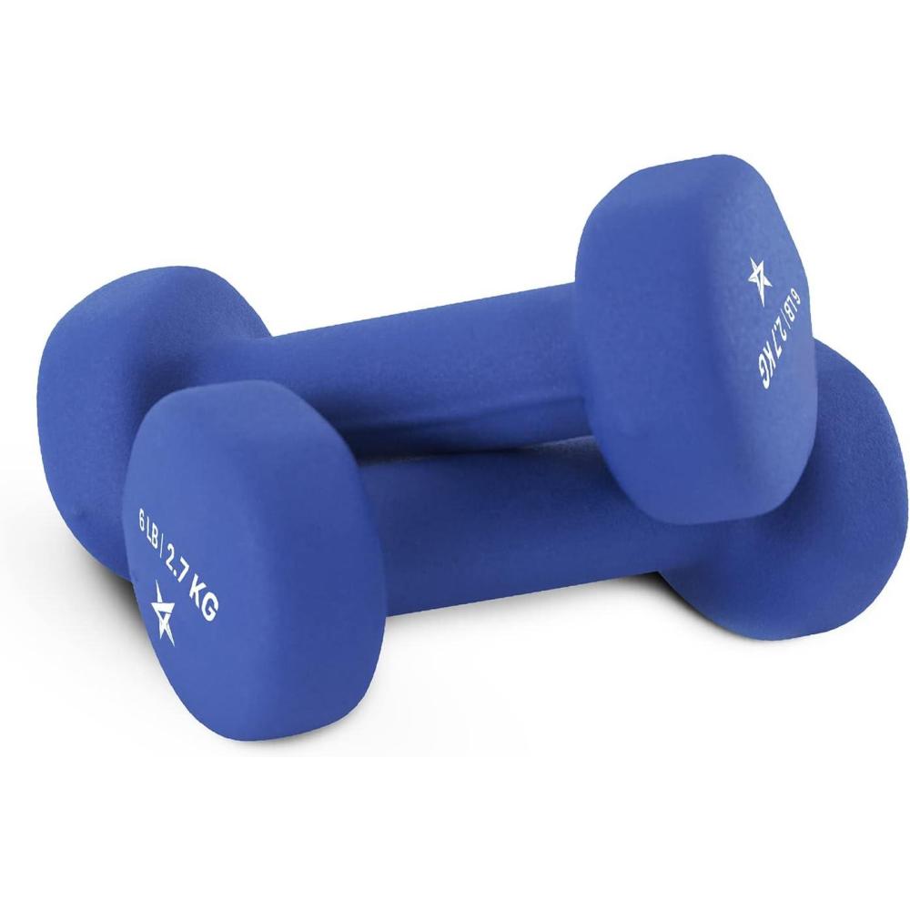 image:imageYes4All Neoprene Coated Dumbbell Hand Weight Sets of 2 Multiple Weight Options with 15 Colors Antiroll AntiSlip Hexagon ShapeE Dark Blue 6lbs Pair