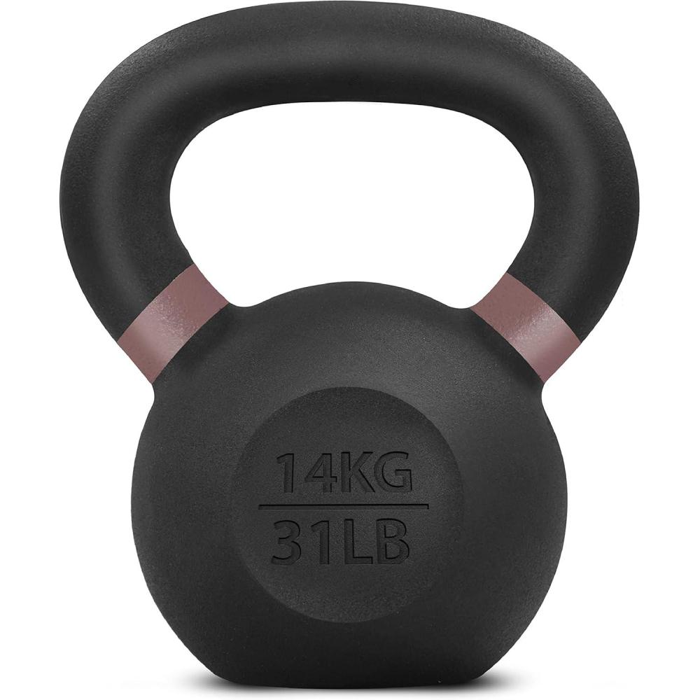 image:imageYes4All Powder Coated Kettlebell Cast Iron Core Kettlebells with NonSlip Handle amp Flat Bottom for Conditioning Heavy Duty for Strength Training 9lb to 71lb  Single amp PairBrown