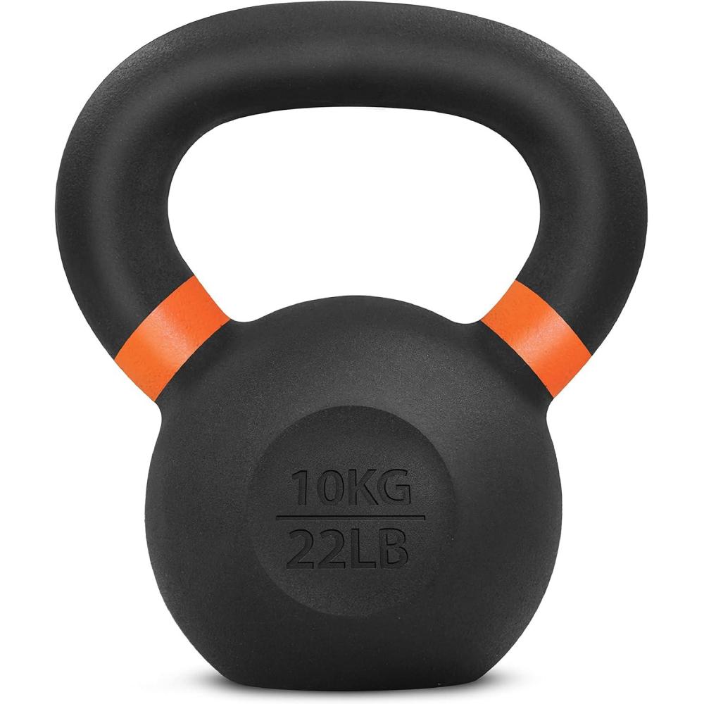 image:imageYes4All Powder Coated Kettlebell Cast Iron Core Kettlebells with NonSlip Handle amp Flat Bottom for Conditioning Heavy Duty for Strength Training 9lb to 71lb  Single amp PairOrange