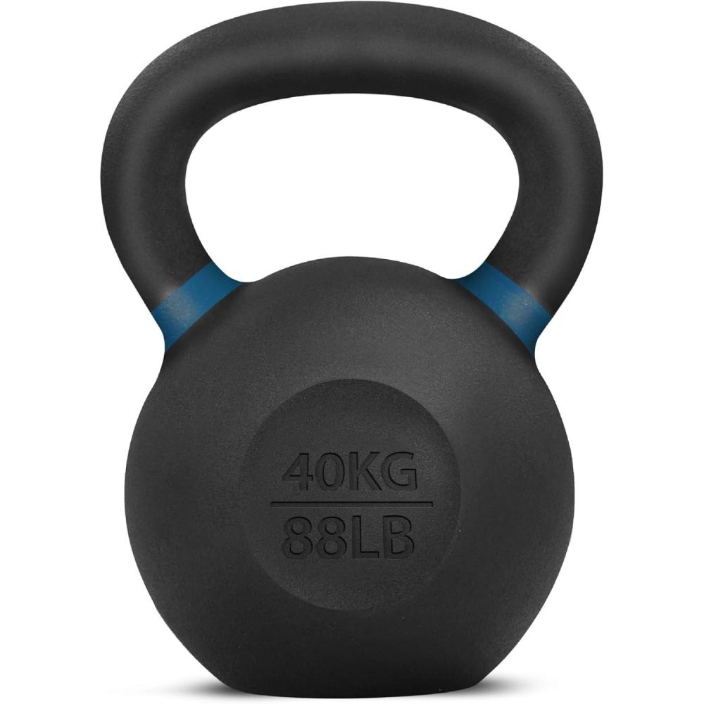 image:imageYes4All Powder Coated Kettlebell Cast Iron Core Kettlebells with NonSlip Handle amp Flat Bottom for Conditioning Heavy Duty for Strength Training 9lb to 71lb  Single amp PairDeep Blue
