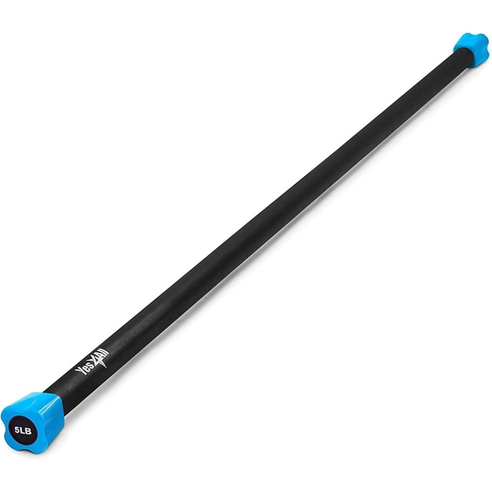 image:imageYes4All Total Body Workout Weighted Bar Resistance Band Bar Racks for Strength Training Exercise Bar for Yoga in Home and Gym SingleComboA 5lbs