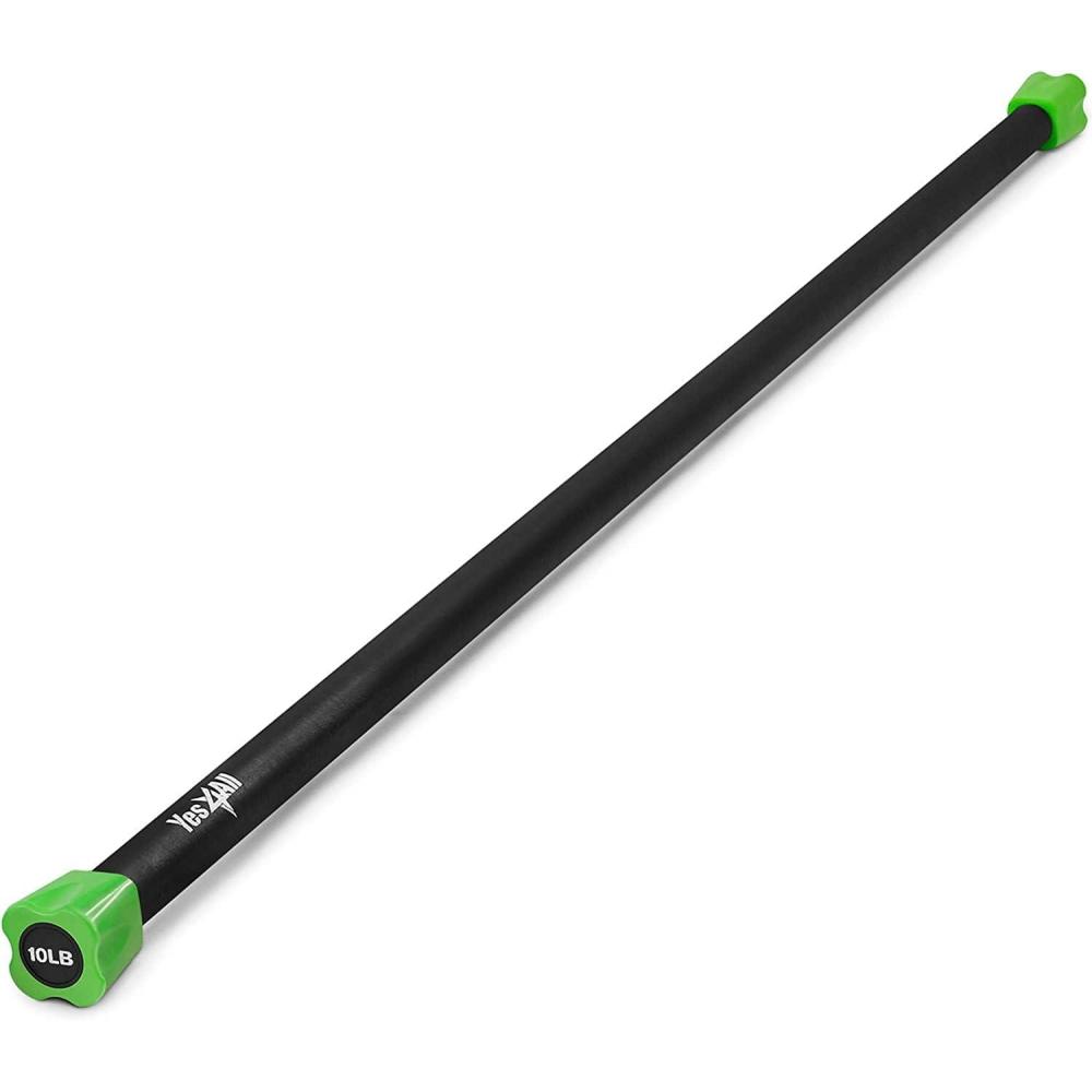 image:imageYes4All Total Body Workout Weighted Bar Resistance Band Bar Racks for Strength Training Exercise Bar for Yoga in Home and Gym  SingleComboC 10lbs