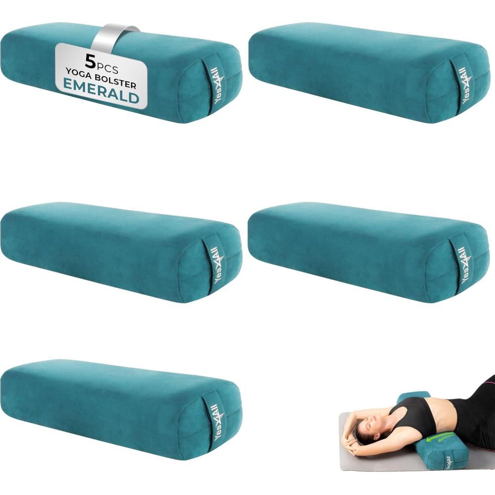 image:imageYes4All TripleLayer Sponge Yoga Bolster Pillow for Restorative Yoga amp Meditation Versatile Yoga Support Pillow Balance amp Poses ModificationF Set of 5 Emerald
