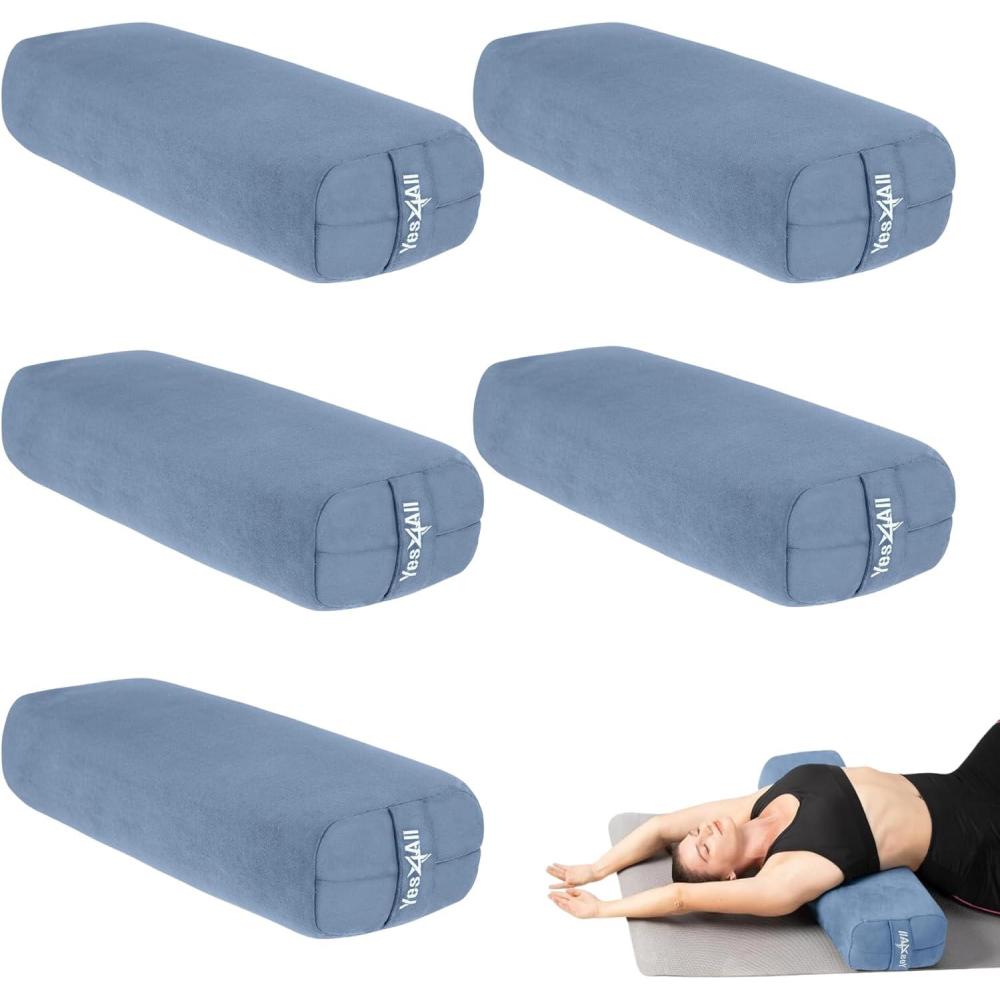 image:imageYes4All TripleLayer Sponge Yoga Bolster Pillow for Restorative Yoga amp Meditation  Versatile Yoga Support Pillow Balance amp Poses ModificationH Set of 5 Blue