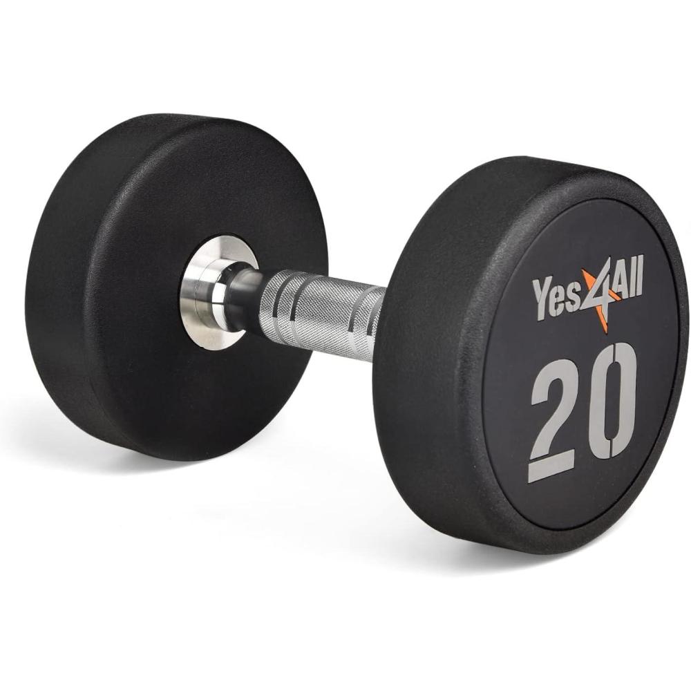 image:imageYes4All Urethane Dumbbell with AntiSlip Knurled Handle 550 LB for Muscle Building Sold IndividuallyD 20 Pounds