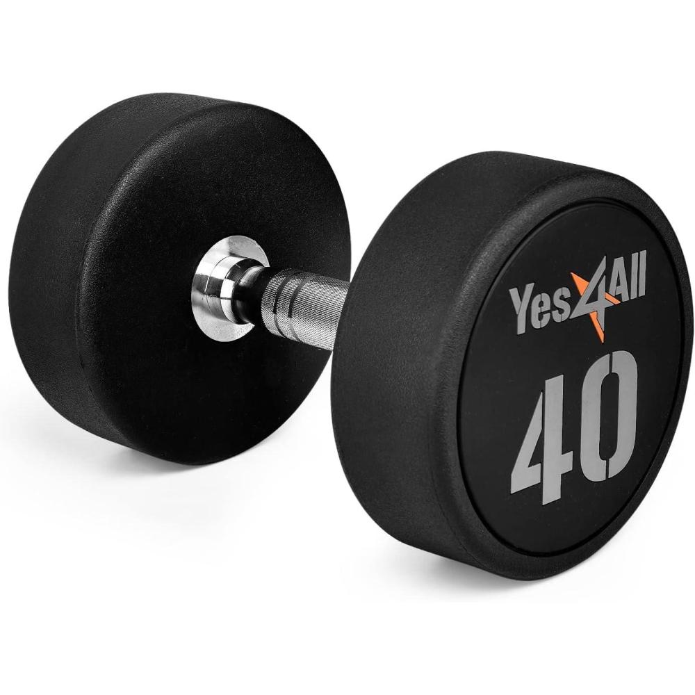 image:imageYes4All Urethane Dumbbell with AntiSlip Knurled Handle 550 LB for Muscle Building Sold IndividuallyH1 40 Pounds