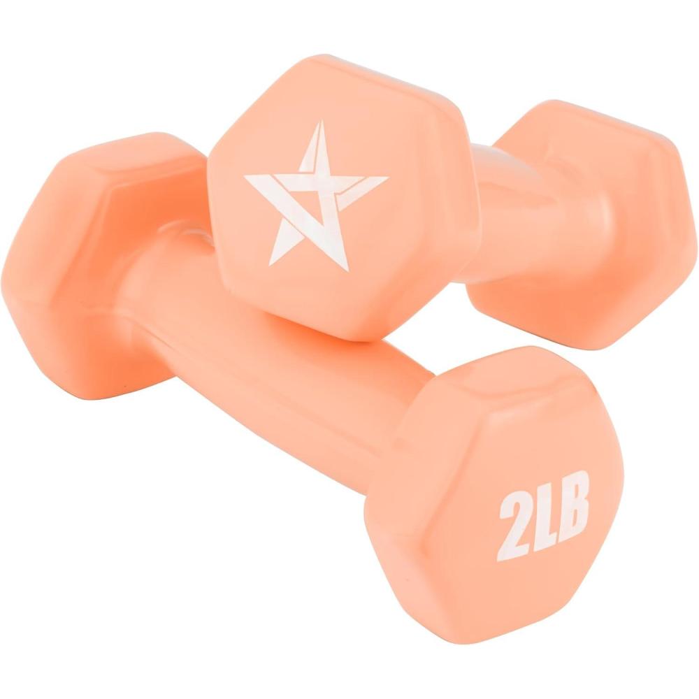 image:imageYes4All Vinyl Hexagon Dumbbell Dumbbells Set of 2 Hand Weights for Home Gym amp Strength Training 215 lbs Weight OptionsA 2 lbs Peach Puzz Pair