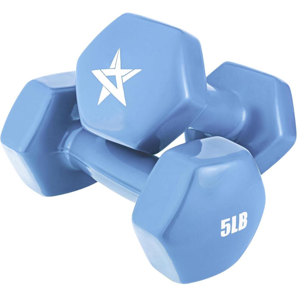 image:imageYes4All Vinyl Hexagon Dumbbell Dumbbells Set of 2 Hand Weights for Home Gym amp Strength Training 215 lbs Weight OptionsC 5 lbs Little Boy Blue Pair