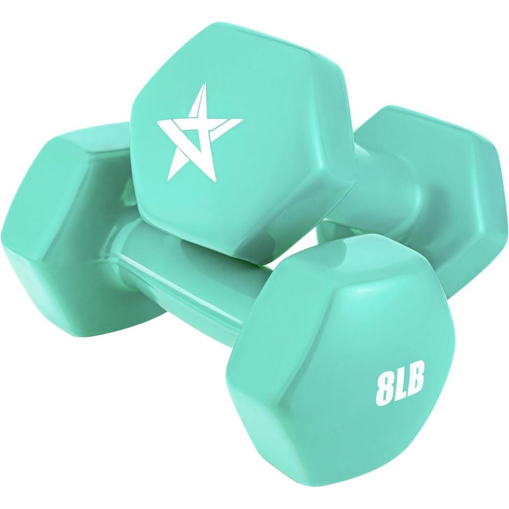 image:imageYes4All Vinyl Hexagon Dumbbell Dumbbells Set of 2 Hand Weights for Home Gym amp Strength Training 215 lbs Weight OptionsD 8 lbs Bermuda Pair