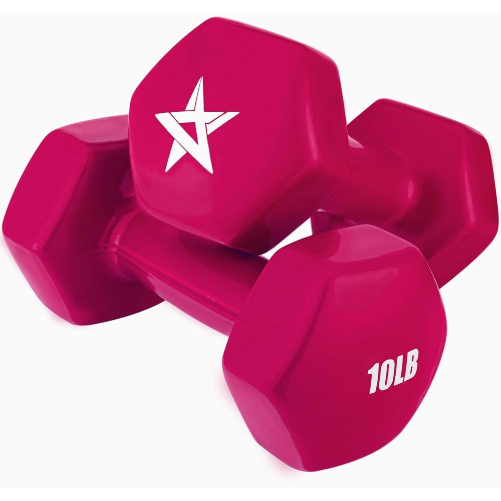 image:imageYes4All Vinyl Hexagon Dumbbell Dumbbells Set of 2 Hand Weights for Home Gym amp Strength Training 215 lbs Weight OptionsE 10 lbs Pink Yarrow Pair