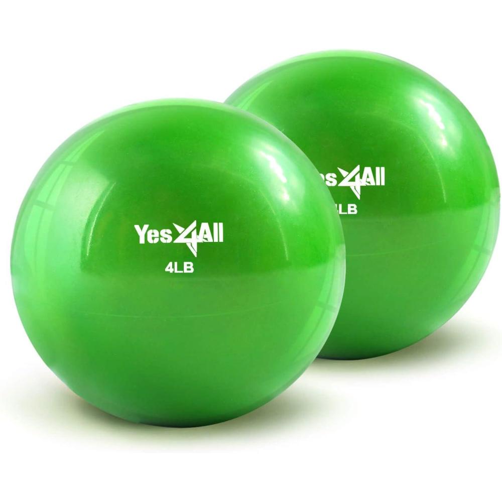 image:imageYes4All Weighted Toning Balls for Exercise Soft Medicine Balls for Exercise Pilates Yoga Balance Flexibility 210lbsB 4lbs x2 Pair  Green