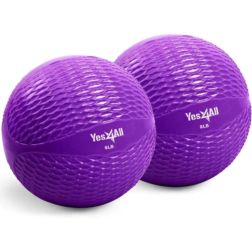 image:imageYes4All Weighted Toning Balls for Exercise Soft Medicine Balls for Exercise Pilates Yoga Balance Flexibility 210lbsE 8lb x 2 Pair Purple