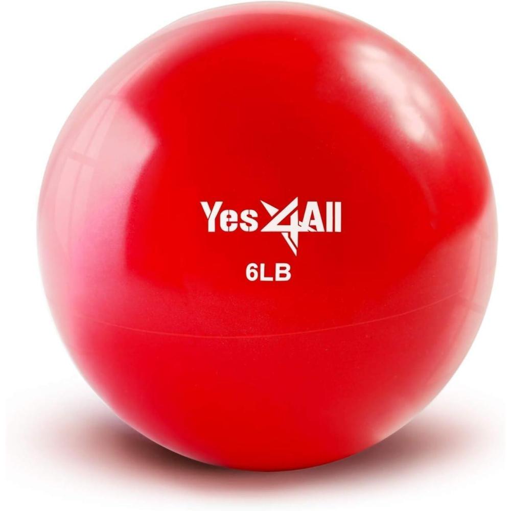 image:imageYes4All Weighted Toning Balls for Exercise Soft Medicine Balls for Exercise Pilates Yoga Balance Flexibility 210lbsJ 6lb Red