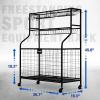 YES4ALL Sports Equipment Garage Organizer, Garage Ball Storage, Ball Cart, Ball Rack, Garage Organizer for Garage with Basket and Hooks, Rolling Sports Ball Storage Cart for Indoor/Outdoor Use, Steel