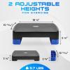 Yes4All 18.9″ Aerobic Exercise Step Platform with 2 Risers, Adjustable Height Workout Stepper 3″ 5.1″ for Home Gym(C. Blue/Black)