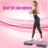 Yes4All 18.9″ Aerobic Exercise Step Platform with 2 Risers, Adjustable Height Workout Stepper 3″ 5.1″ for Home Gym(F. Pink Grey)