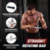Yes4All Cable Machine Attachment, Double D Handle & Tricep Rope Cable Attachment, Weight Machine Accessories Load 880 LB for Home Gym(H. Metal rotating bar rubber chrome)
