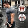 Yes4All Cable Machine Attachment, Row Handles, Tricep Rope, Straight Bar, V Bar, LAT Pulldown Accessories Load 880 LB for Home Gym(C. Double D Handle + Vshape Bar with Rubber)