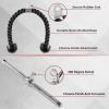 Yes4All Cable Machine Attachment, Row Handles, Tricep Rope, Straight Bar, V Bar, LAT Pulldown Accessories Load 880 LB for Home Gym(L. (Chrome) Tricep Rope + Straight Bar)