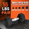 Yes4All Chrome/Rubber Grip Encased Hex Dumbbells – Hand Weights With Anti-Slip 10-30 LBS Pair(C. 15lbs – Pair)
