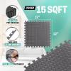 Yes4All EVA Interlocking Mats, Puzzle Floor Tiles, Foam Floor Padding with Border for Furniture, Home Space, Living Room, Garage 11,15,32,99 SQFT(Black & Grey)
