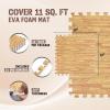 Yes4All EVA Interlocking Mats, Puzzle Floor Tiles, Foam Floor Padding with Border for Furniture, Home Space, Living Room, Garage 11,22,32 SQFT(A. Oak Wood Light)