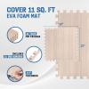 Yes4All EVA Interlocking Mats, Puzzle Floor Tiles, Foam Floor Padding with Border for Furniture, Home Space, Living Room, Garage 11,22,32 SQFT(C. Walnut Wood Light)