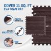 Yes4All EVA Interlocking Mats, Puzzle Floor Tiles, Foam Floor Padding with Border for Furniture, Home Space, Living Room, Garage 11,22,32 SQFT(D. Walnut Wood Dark)