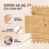 Yes4All EVA Interlocking Mats, Puzzle Floor Tiles, Foam Floor Padding with Border for Furniture, Home Space, Living Room, Garage(F. 48 Square Feet (12 Tiles) – Light Oak Wood)