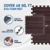 Yes4All EVA Interlocking Mats, Puzzle Floor Tiles, Foam Floor Padding with Border for Furniture, Home Space, Living Room, Garage(H. 48 Square Feet (12 Tiles) – Dark Walnut Wood)