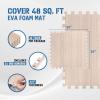 Yes4All EVA Interlocking Mats, Puzzle Floor Tiles, Foam Floor Padding with Border for Furniture, Home Space, Living Room, Garage(I. 48 Square Feet (12 Tiles) – Light Walnut Wood)