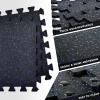 Yes4All Heavy Duty 100% High Density Rubber Floor Tiles Interlocking Mat- 6 Pcs 24 SQFT, Black Blue(Blue Dot)