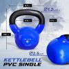 Yes4All Kettlebell, 5-100 LB Vinyl Coated Cast Iron Strength Training Kettlebells for Home Gym Exercises, Fitness, Full Body Workout Equipment, Push Ups, and Grip Strength(C. 15LB – Dark Blue)