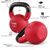 Yes4All Kettlebell, 5-65 LB Neoprene Coated Cast Iron Kettlebells, Wide Grip Handle & Flat Bottom for Swings, Squats, Deadlifts, Push Ups & Full Body Training at Home Gym – Single & Set(H. 30LB – Ruby)