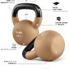 Yes4All Kettlebell, 5-65 LB Neoprene Coated Cast Iron Kettlebells, Wide Grip Handle & Flat Bottom for Swings, Squats, Deadlifts, Push Ups & Full Body Training at Home Gym – Single & Set(F. 20LB – Iced Latte)
