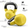 Yes4All Kettlebell, 5-65 LB Neoprene Coated Cast Iron Kettlebells, Wide Grip Handle & Flat Bottom for Swings, Squats, Deadlifts, Push Ups & Full Body Training at Home Gym – Single & Set(C. 12LB – Illuminating)