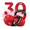 Yes4All Kettlebell, 5-65 LB Neoprene Coated Cast Iron Kettlebells, Wide Grip Handle & Flat Bottom for Swings, Squats, Deadlifts, Push Ups & Full Body Training at Home Gym – Single & Set(H. 30LB – Ruby)