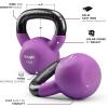 Yes4All Kettlebell, 5-65 LB Neoprene Coated Cast Iron Kettlebells, Wide Grip Handle & Flat Bottom for Swings, Squats, Deadlifts, Push Ups & Full Body Training at Home Gym – Single & Set(D. 15LB – Willowherb)