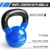 Yes4All Kettlebell, Vinyl Coated Kettlebell Cast Iron Sets with Stable Flat Bottom for Full Body Workout, Push up, Grip Strength Training & Weights Exercises(Blue)