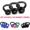 Yes4All Kettlebell, Vinyl Coated Kettlebell Cast Iron Sets with Stable Flat Bottom for Full Body Workout, Push up, Grip Strength Training & Weights Exercises(Black)