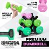 Yes4All Neoprene Coated Dumbbell Hand Weight Sets of 2 – Multiple Weight Options with 15 Colors, Anti-roll, Anti-Slip, Hexagon Shape(A. Multicolor – 20lbs – Set with Rack)