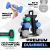 Yes4All Neoprene Coated Dumbbell Hand Weight Sets of 2 – Multiple Weight Options with 15 Colors, Anti-roll, Anti-Slip, Hexagon Shape(B. Multicolor – 60lbs – Set with Rack)